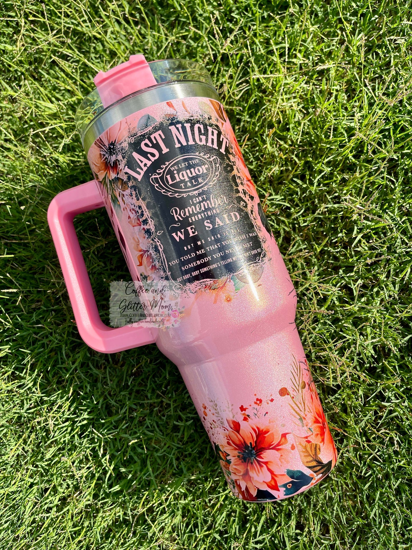 Last Night 40oz Stan Dupe Holographic Travel Tumbler