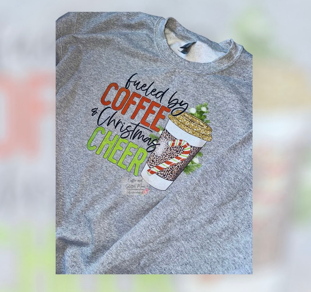 Fueled by Coffee & Christmas Cheer Large Adult Sweatshirt