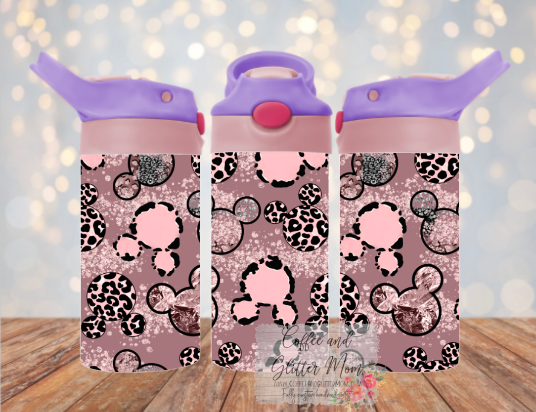 Custom 12oz Kids Pink Top Water Bottle Tumbler