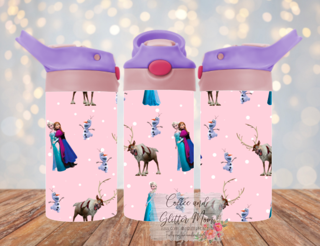 Custom 12oz Kids Pink Top Water Bottle Tumbler