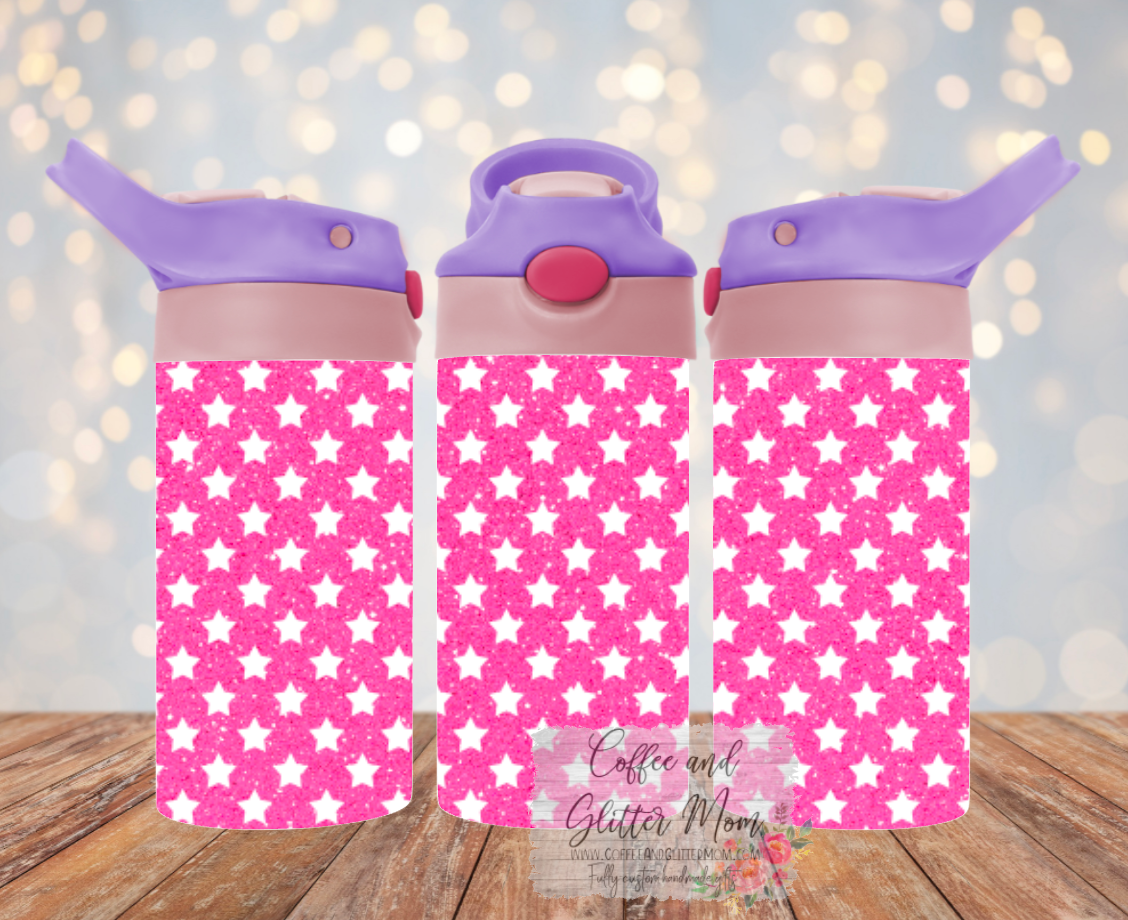 Custom 12oz Kids Pink Top Water Bottle Tumbler