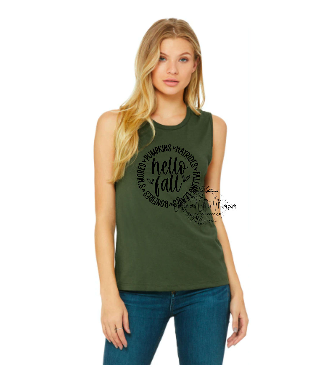 Hello Fall Circle Bella + Canvas Tank