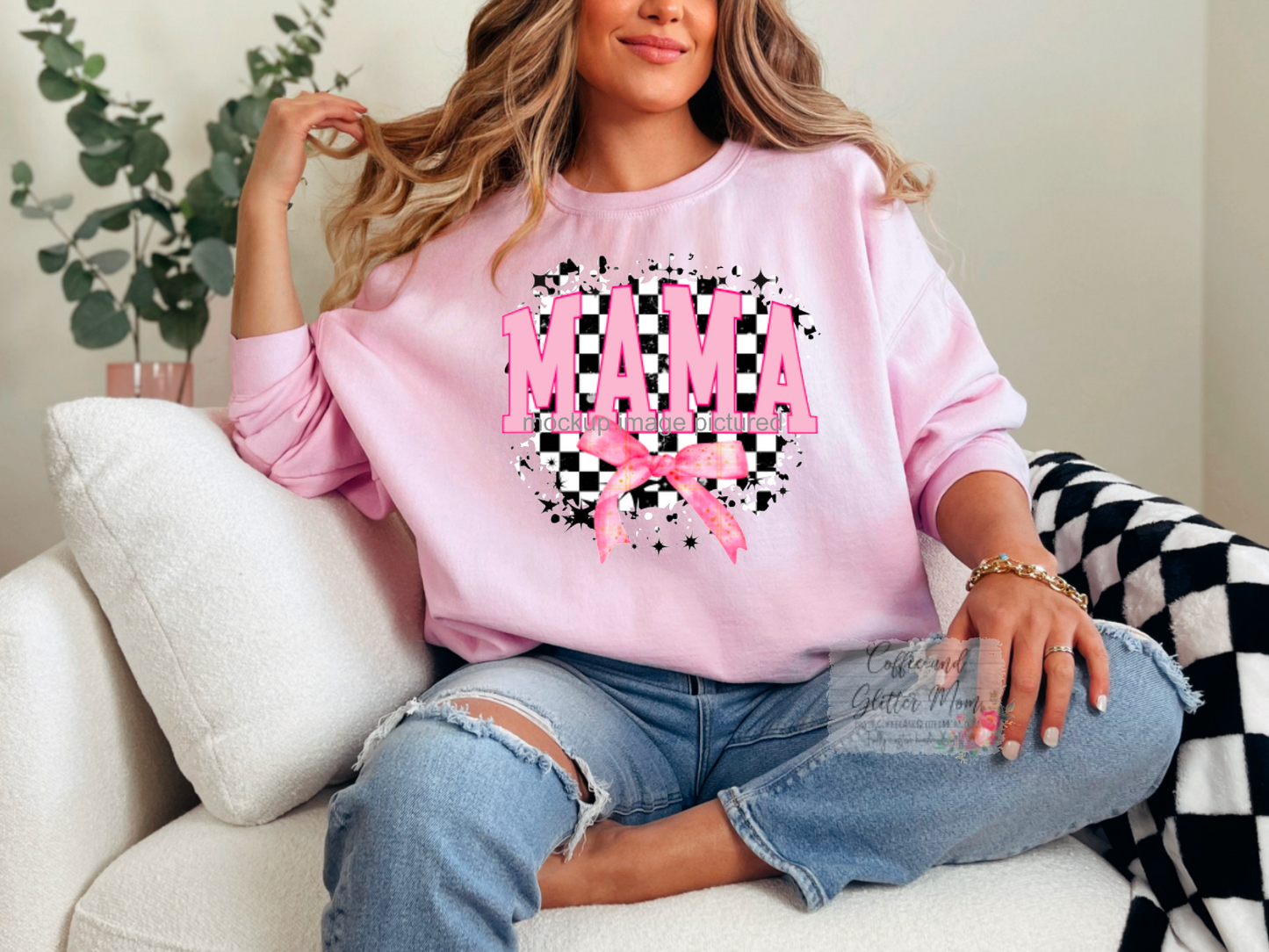 Checkered Pink Mama Unisex Tee or Sweatshirt