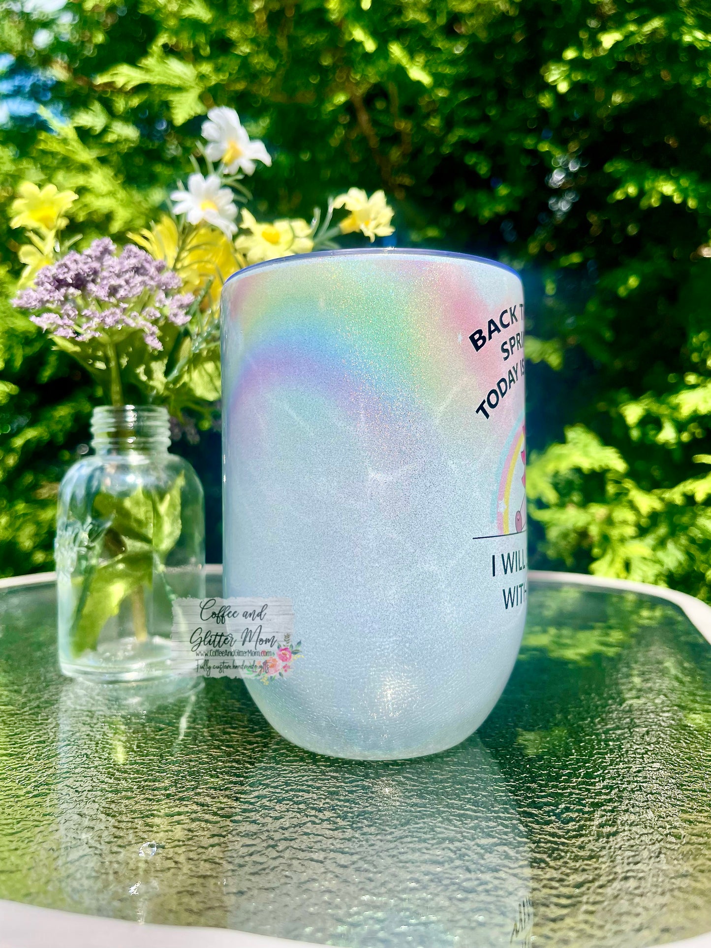 Back Up Sprinkletits Rainbow Wraparound 12oz Holographic Sparkle Wine Tumbler