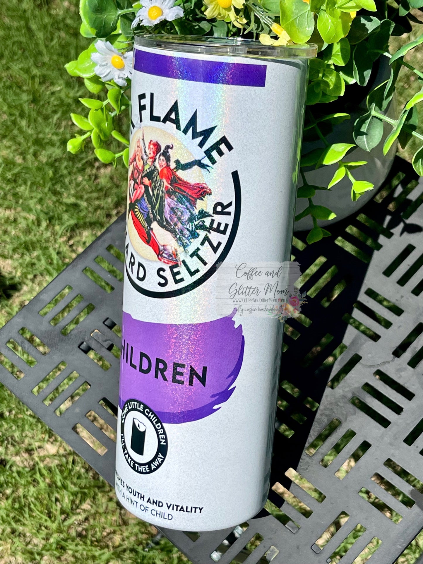 Black Flame Witches 20oz Holographic Rainbow Skinny Tumbler