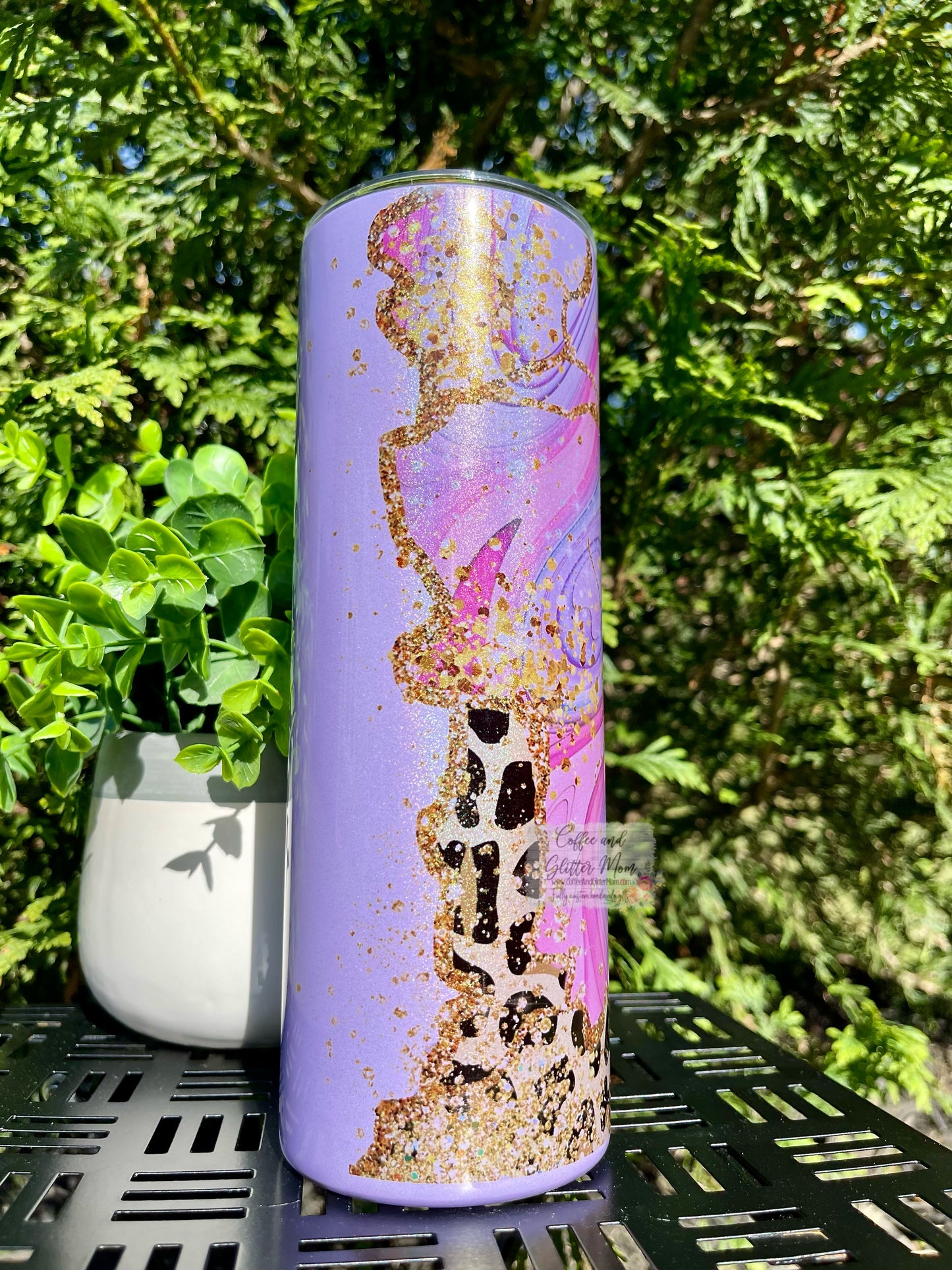 Purple Marble Animal Print 20oz Rainbow Skinny Tumbler