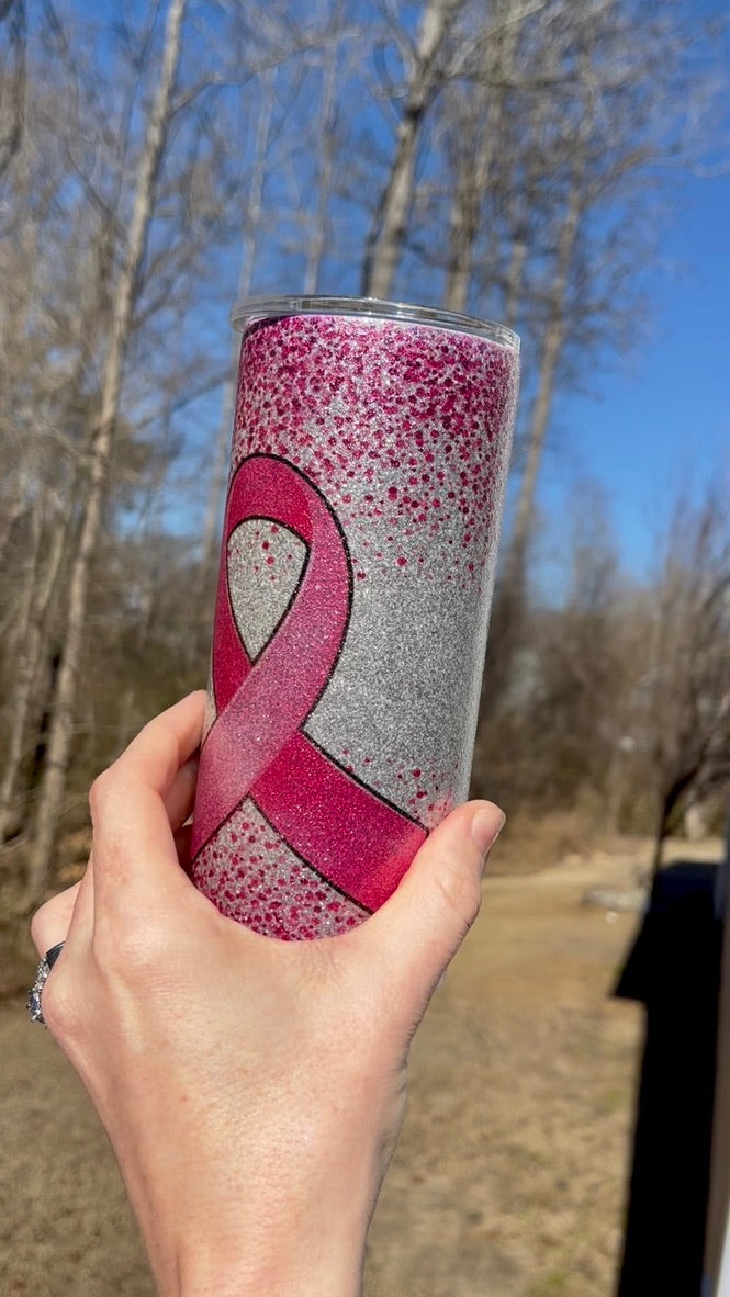 Stronger than the Storm 15oz Silver Glitter Skinny Tumbler