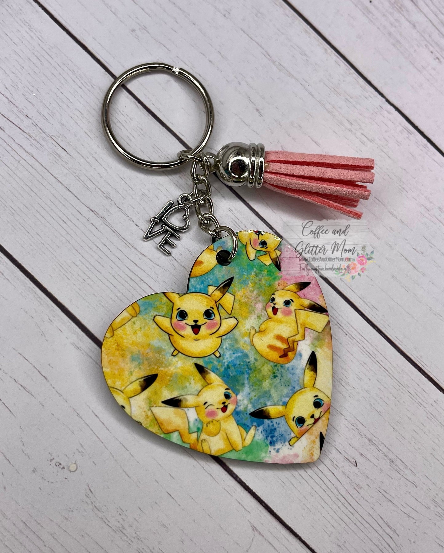 Watercolor Pika Heart Keychain