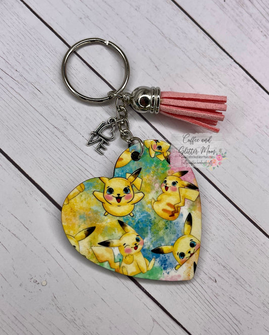 Watercolor Pika Heart Keychain