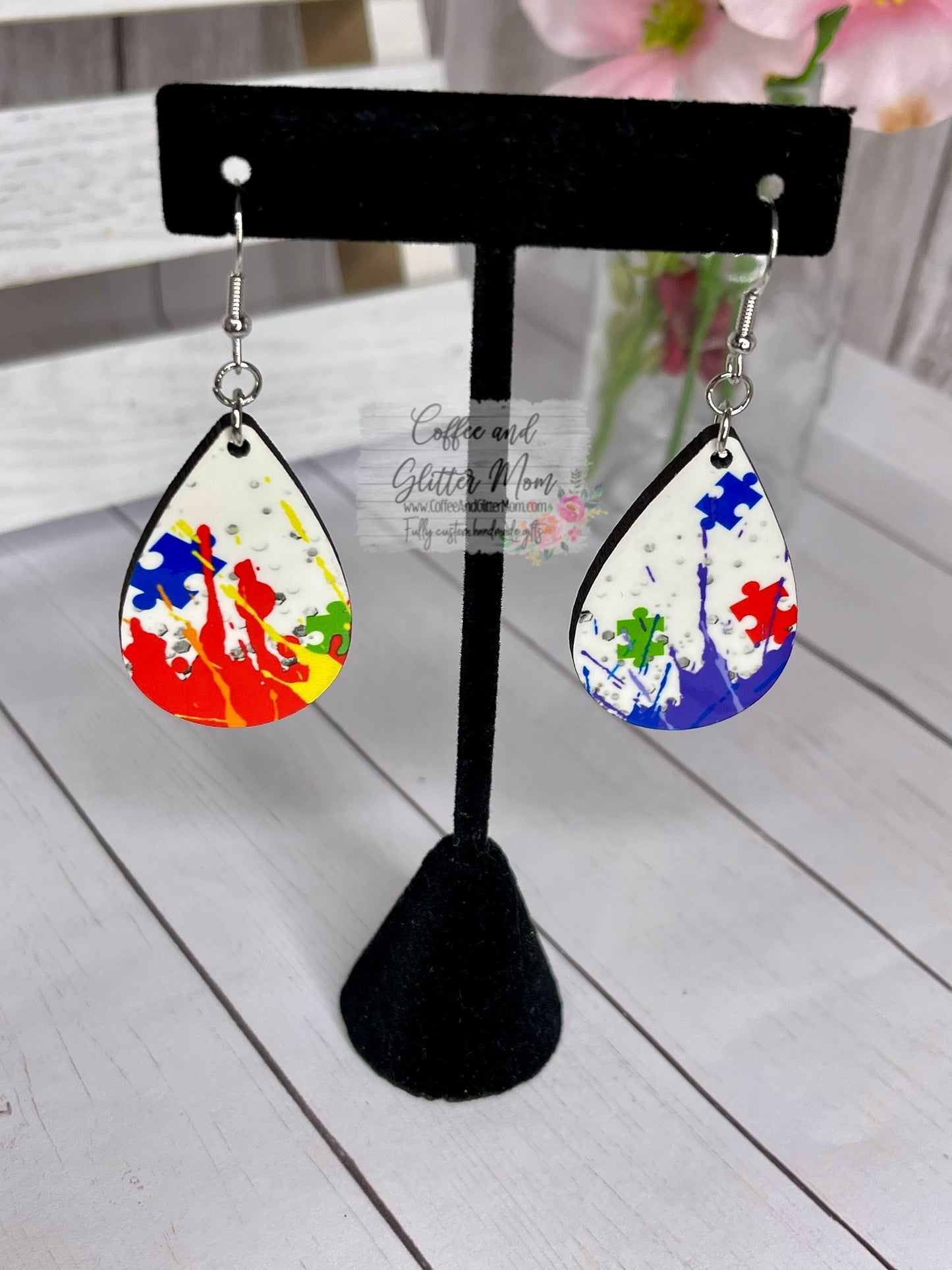 Autism Paint Splash Earrings