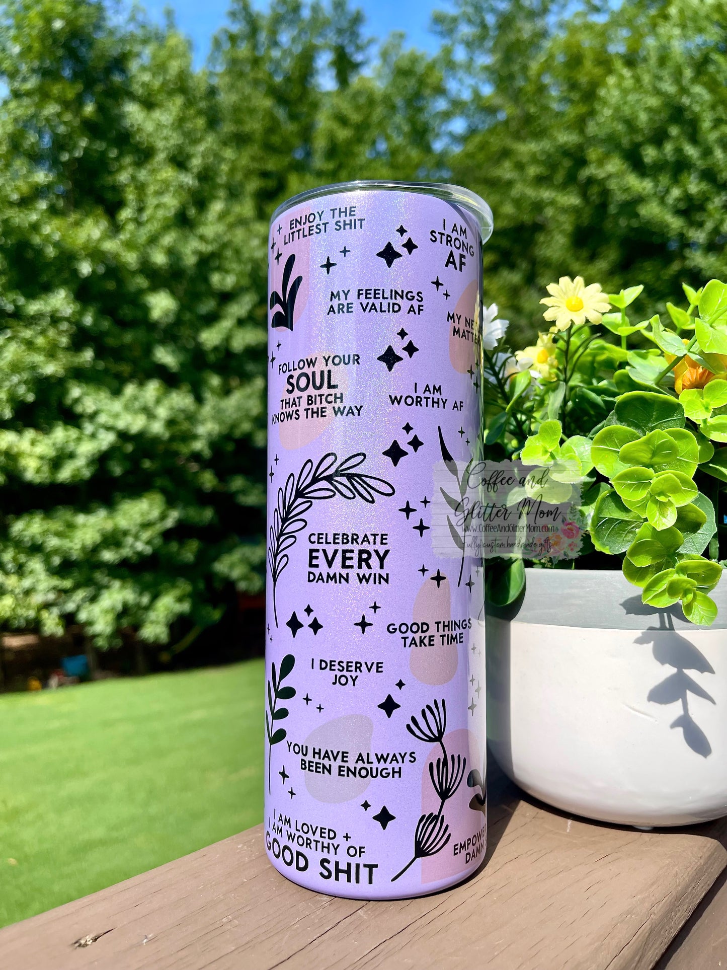 Daily Reminders 20oz Holographic Purple Skinny Tumbler