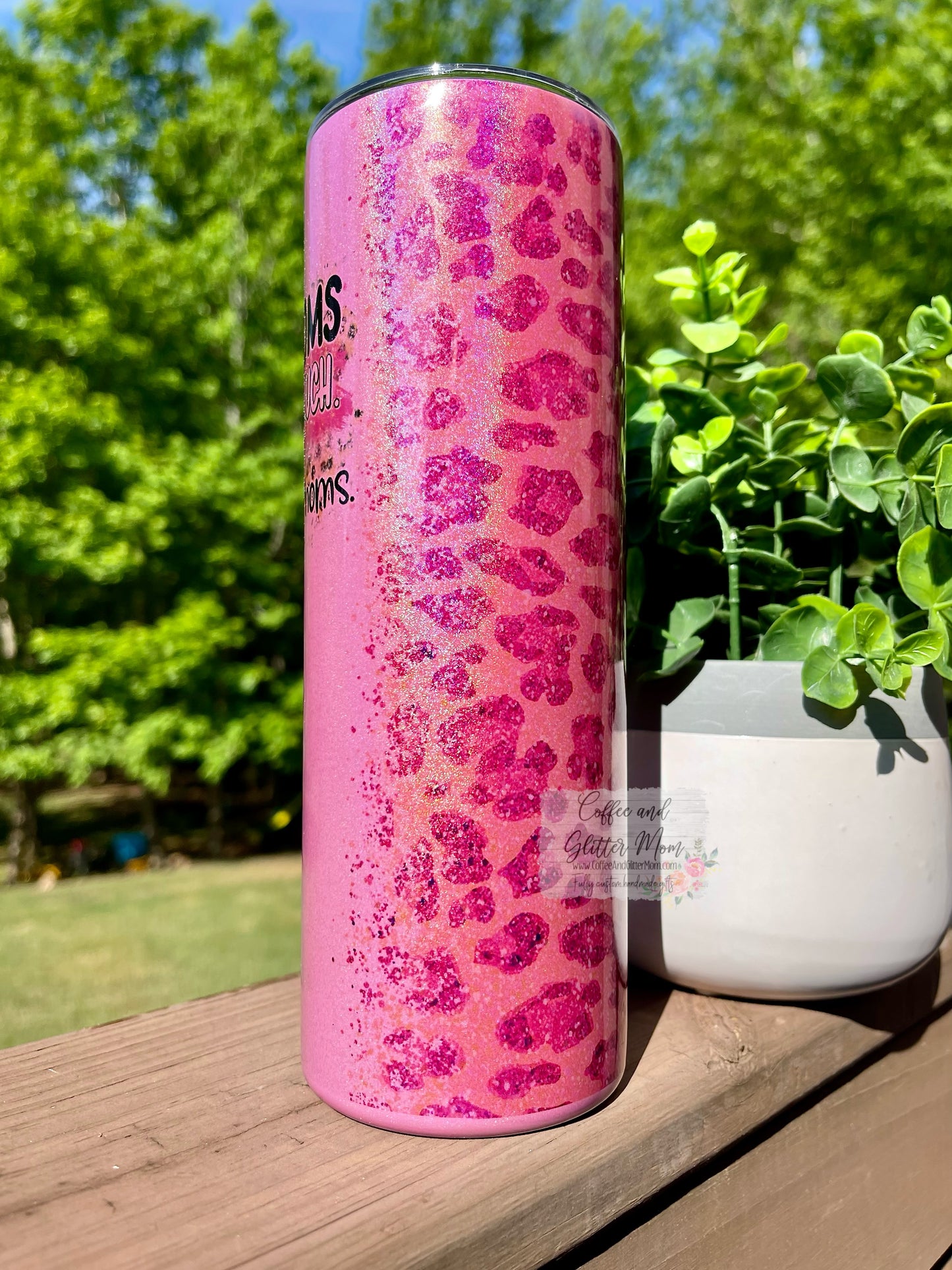 Some Mom's Cuss Animal Print 20oz Pink Rainbow Skinny Tumbler