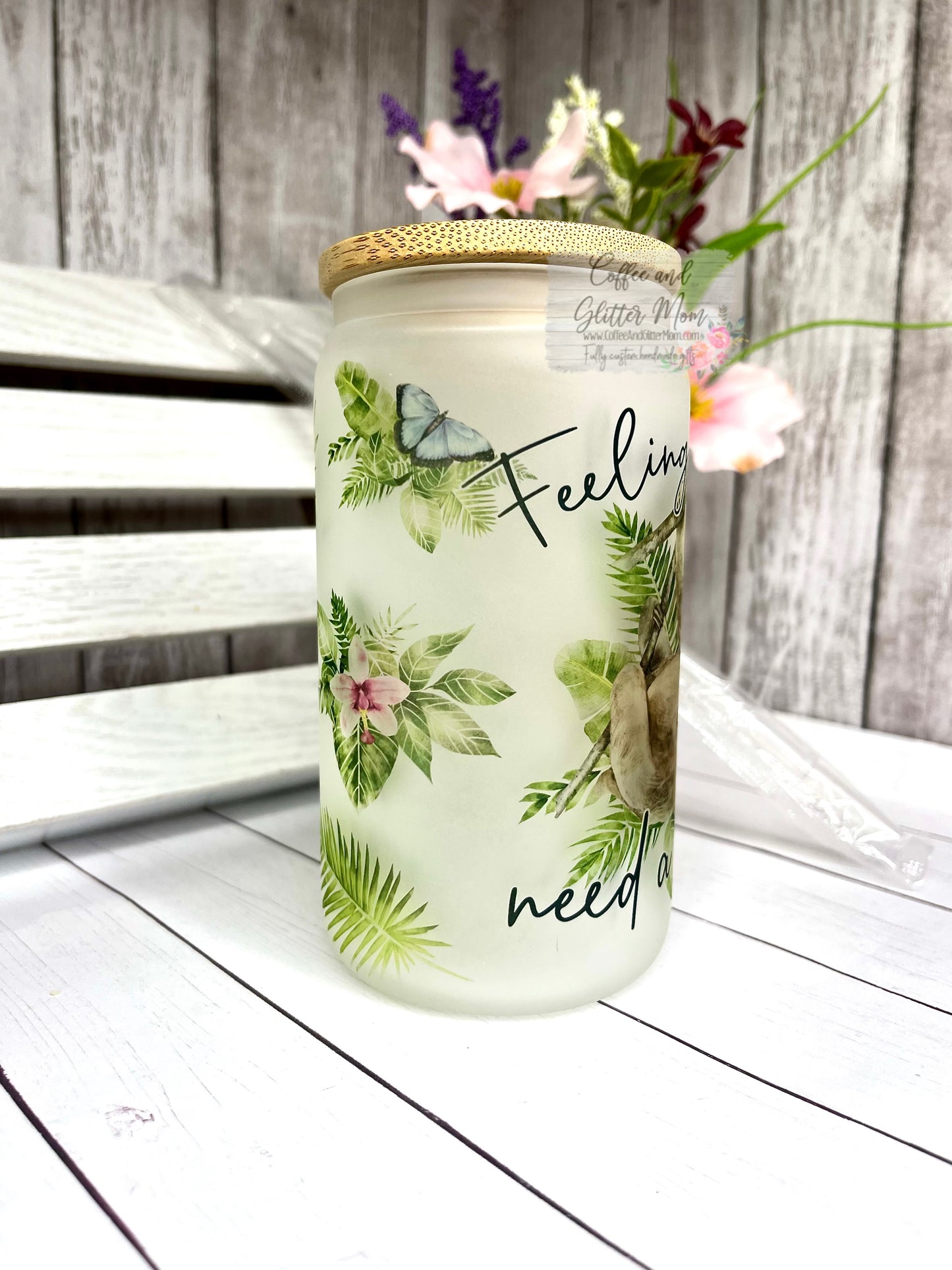 Feelin' Slothee Need Coffee 12oz Frosted Glass Can