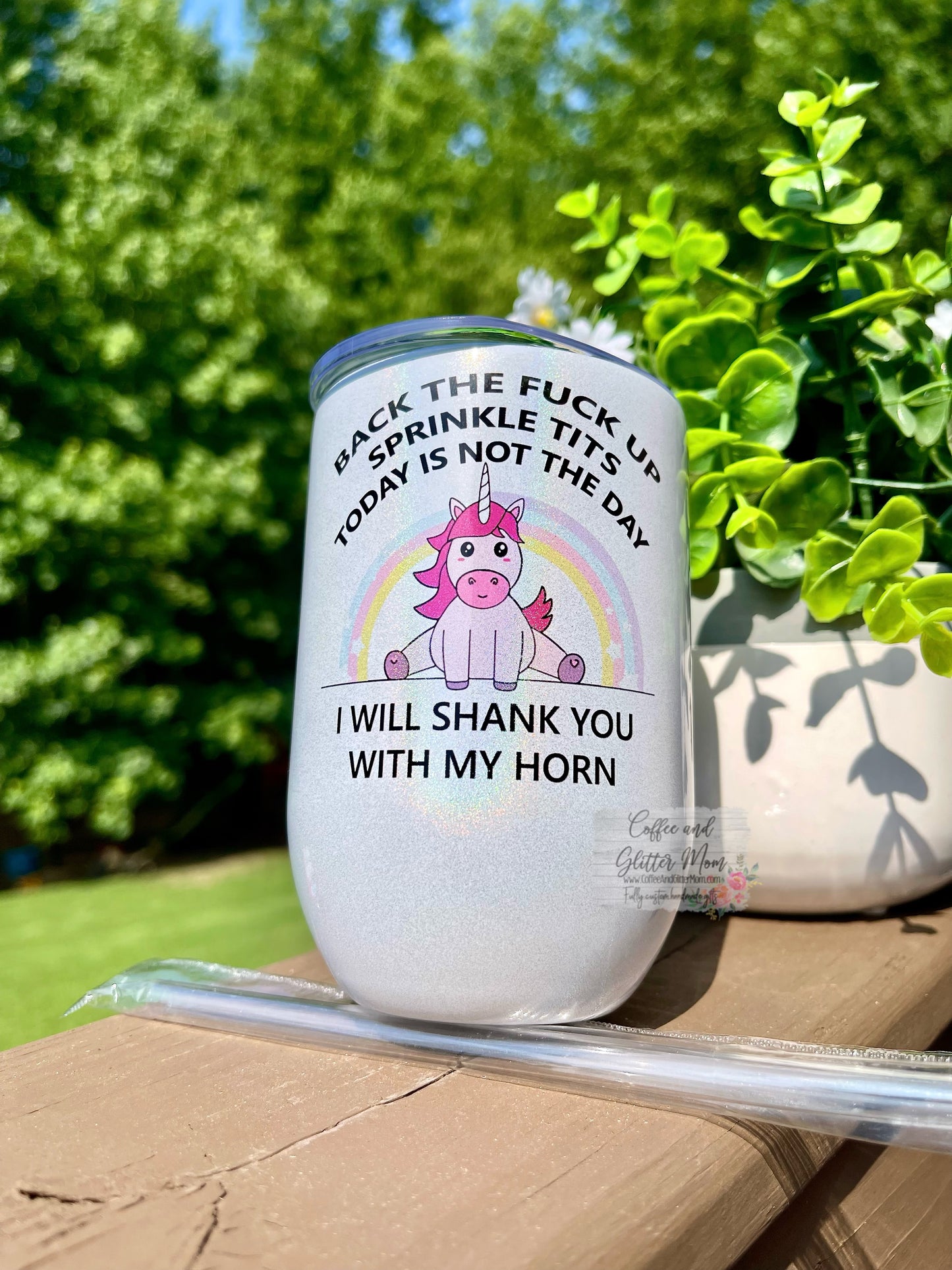 Back Up Sprinkletits 12oz Holographic Sparkle Wine Tumbler