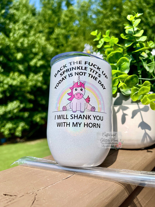 Back Up Sprinkletits 12oz Holographic Sparkle Wine Tumbler