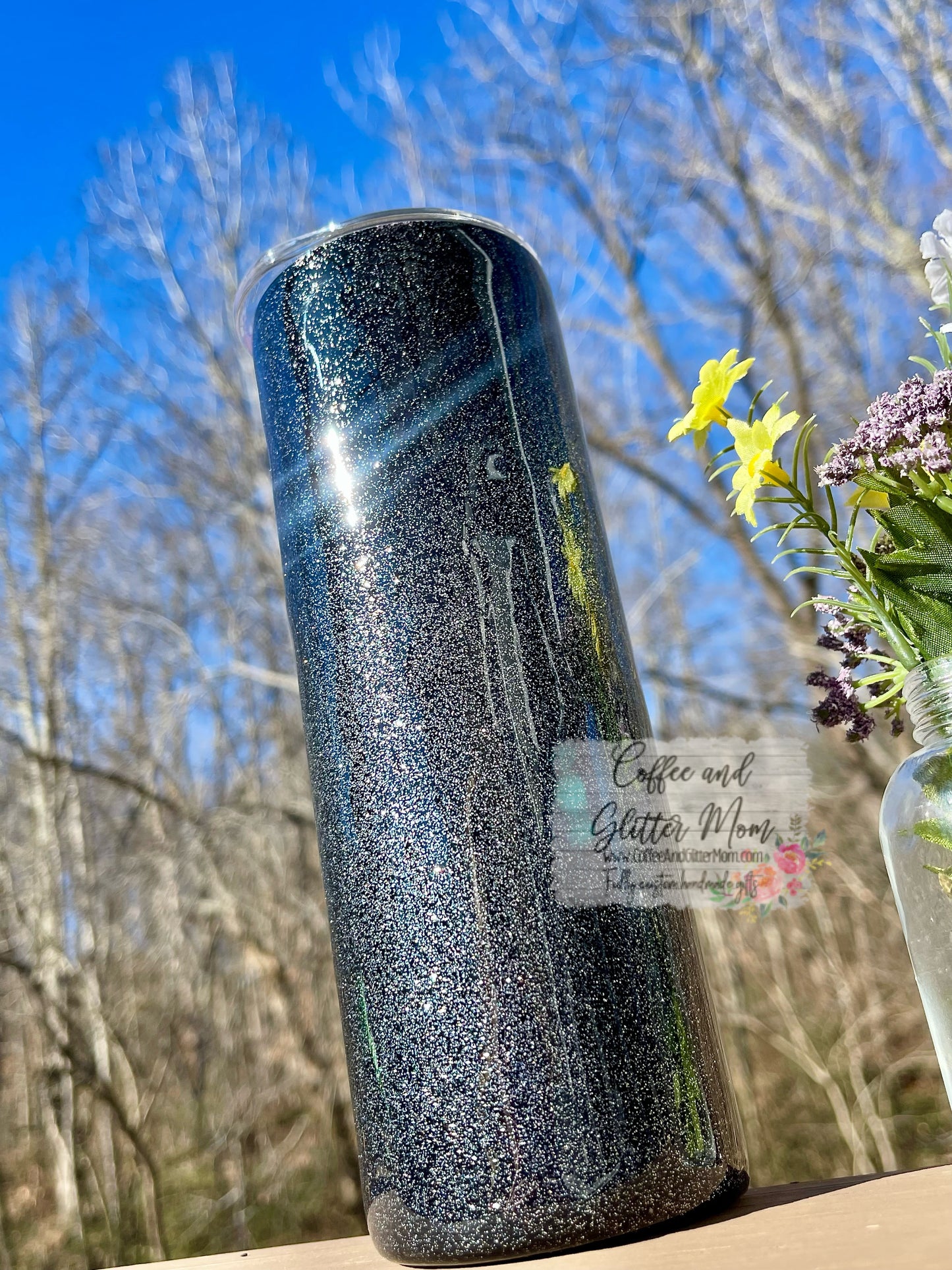 Black and Silver Glitter-Blast 20oz Skinny Tumbler