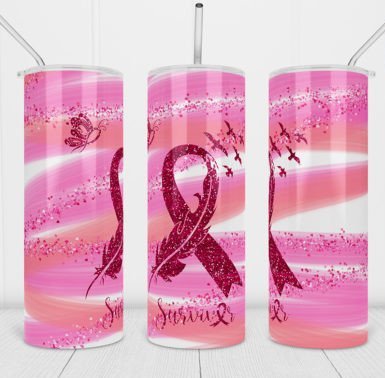 Breast Cancer Pick Your Tumbler 20oz Holographic White Skinny Tumbler