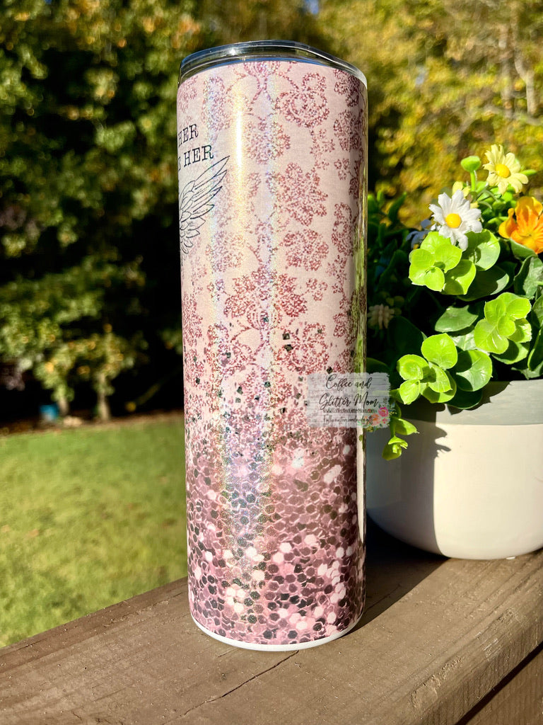 Wore Her Scars Like Wings 20oz Holographic Pink/White Skinny Tumbler