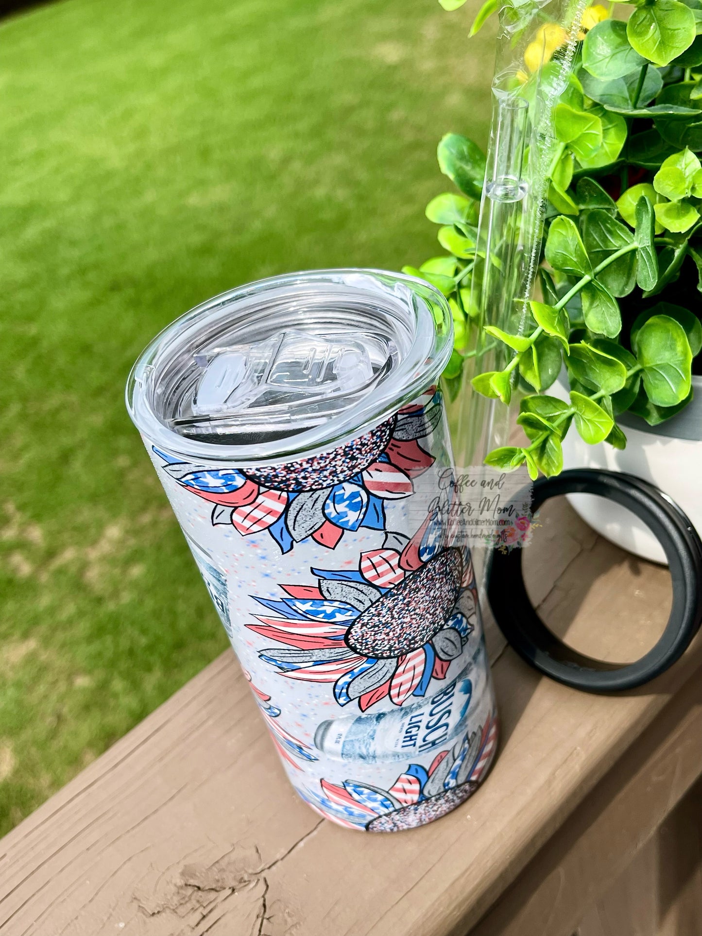 American Sunflower Beer 12oz Skinny Can Cooler Duo-Lid Tumbler