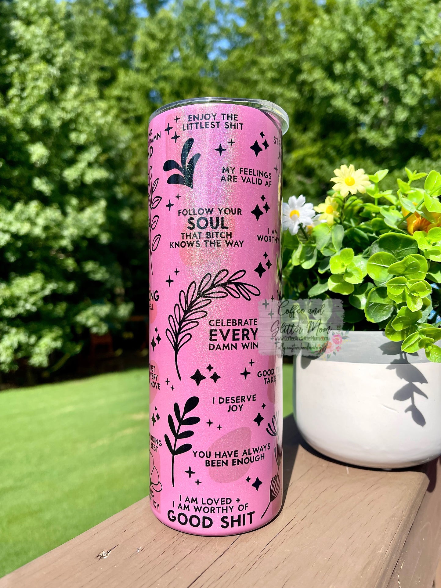 Daily Reminders 20oz Holographic Pink Skinny Tumbler