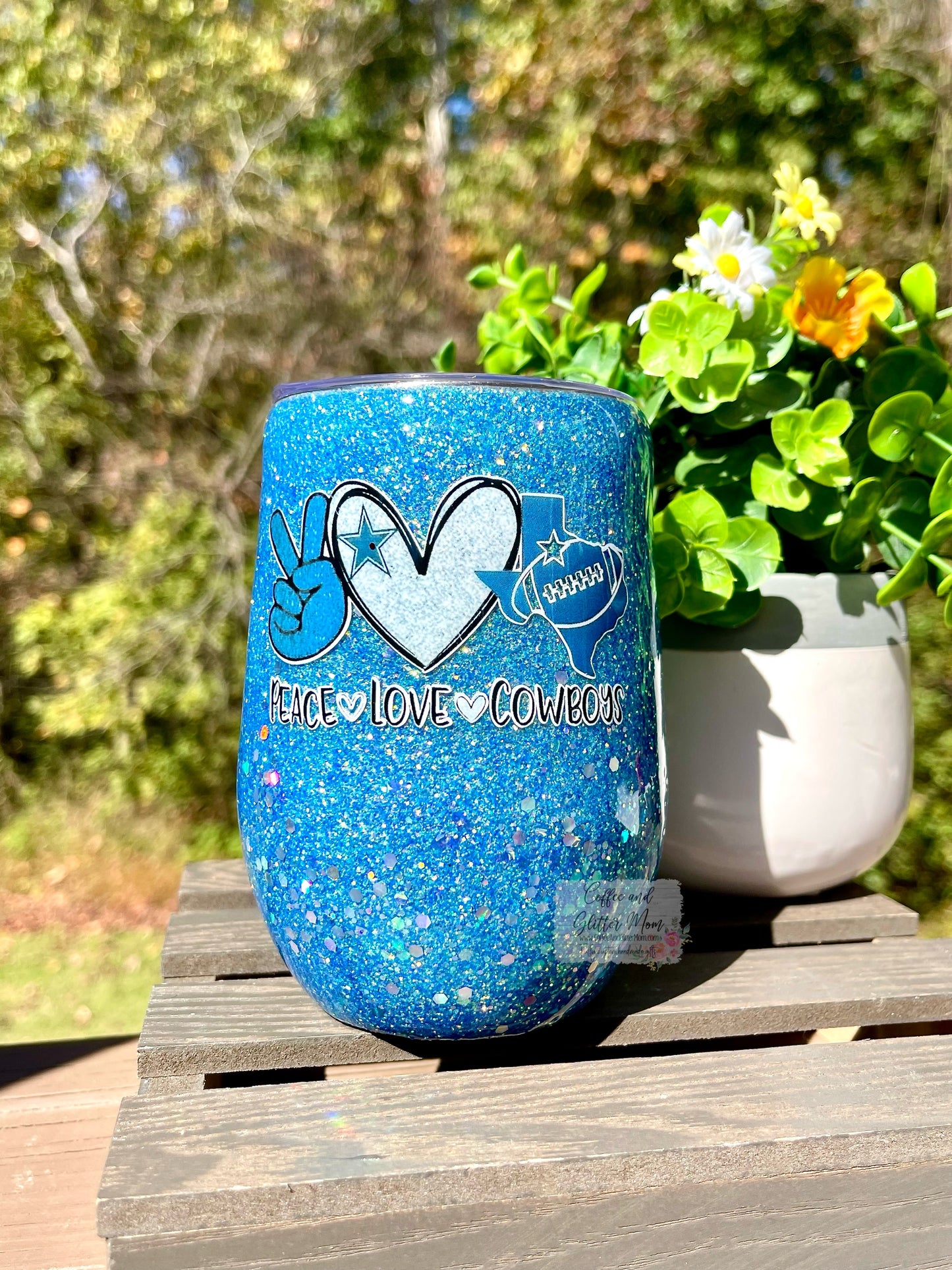Peace Love Cowboys 15oz Wine Tumbler with Lid and Straw