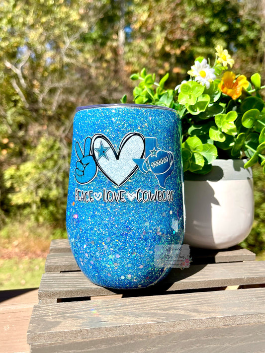 Peace Love Cowboys 15oz Wine Tumbler with Lid and Straw