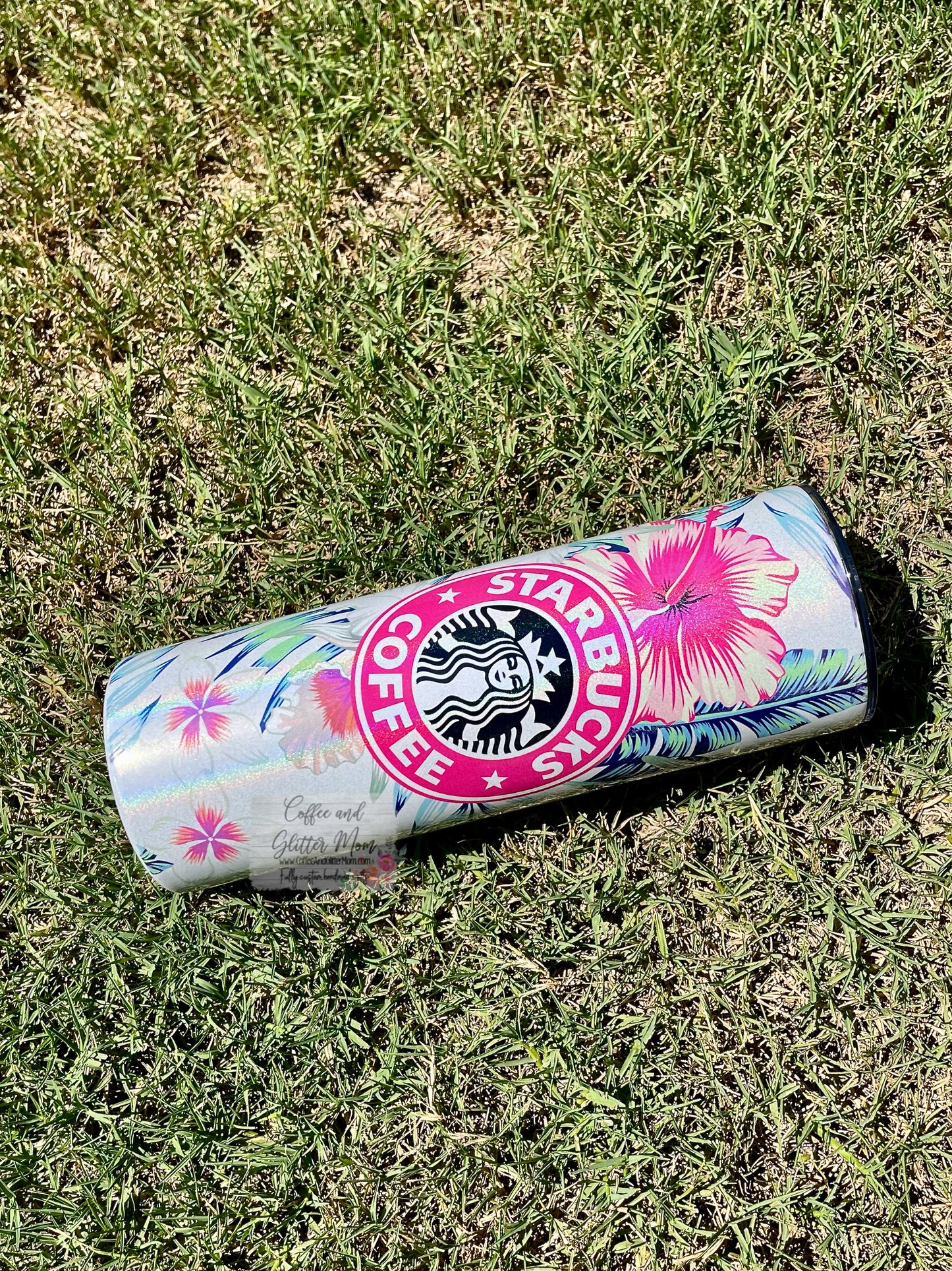 Starbucks Tropical Hibiscus 20oz White Rainbow Skinny Tumbler