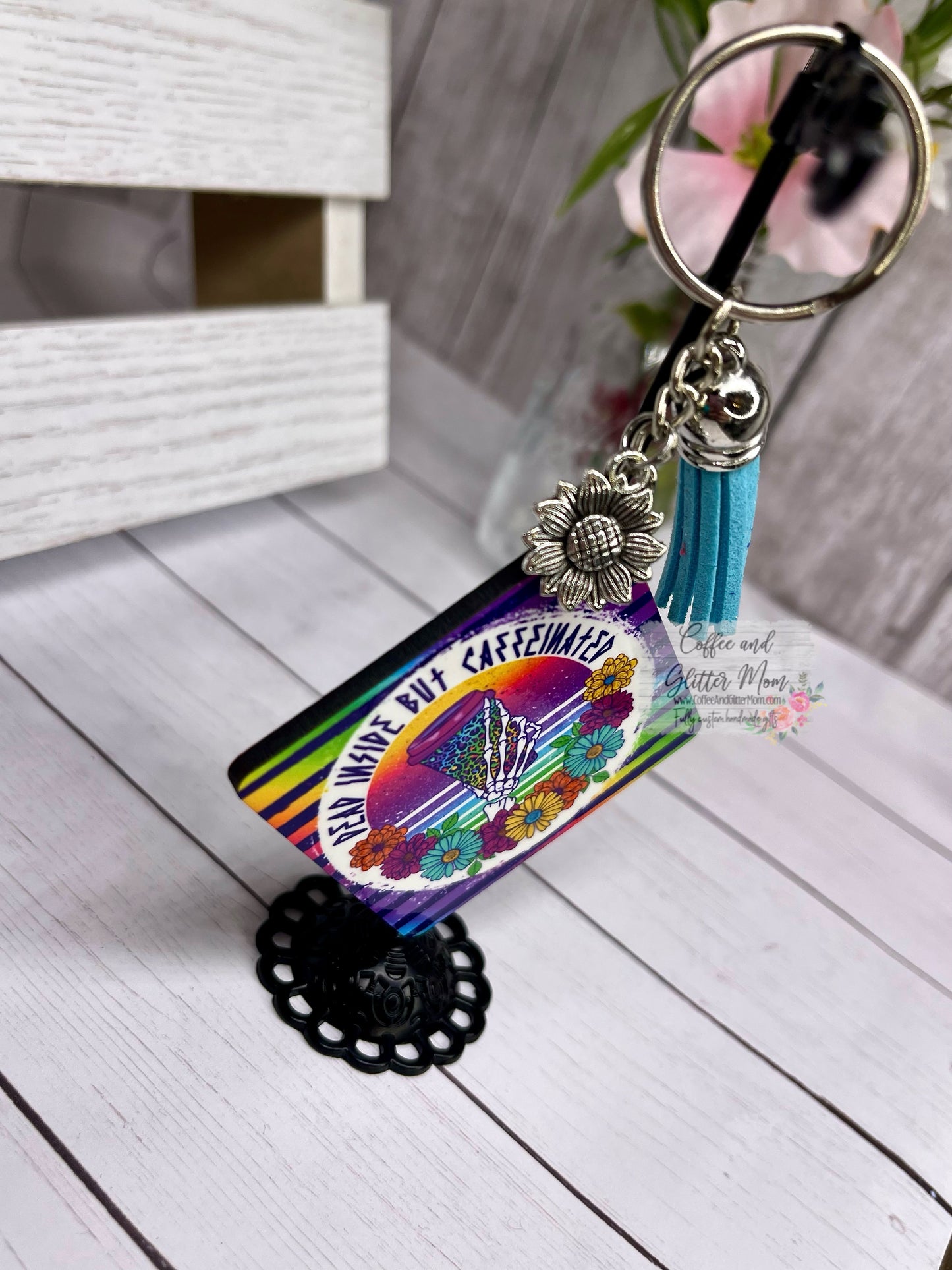 Dead Inside But Caffeinated Keychain