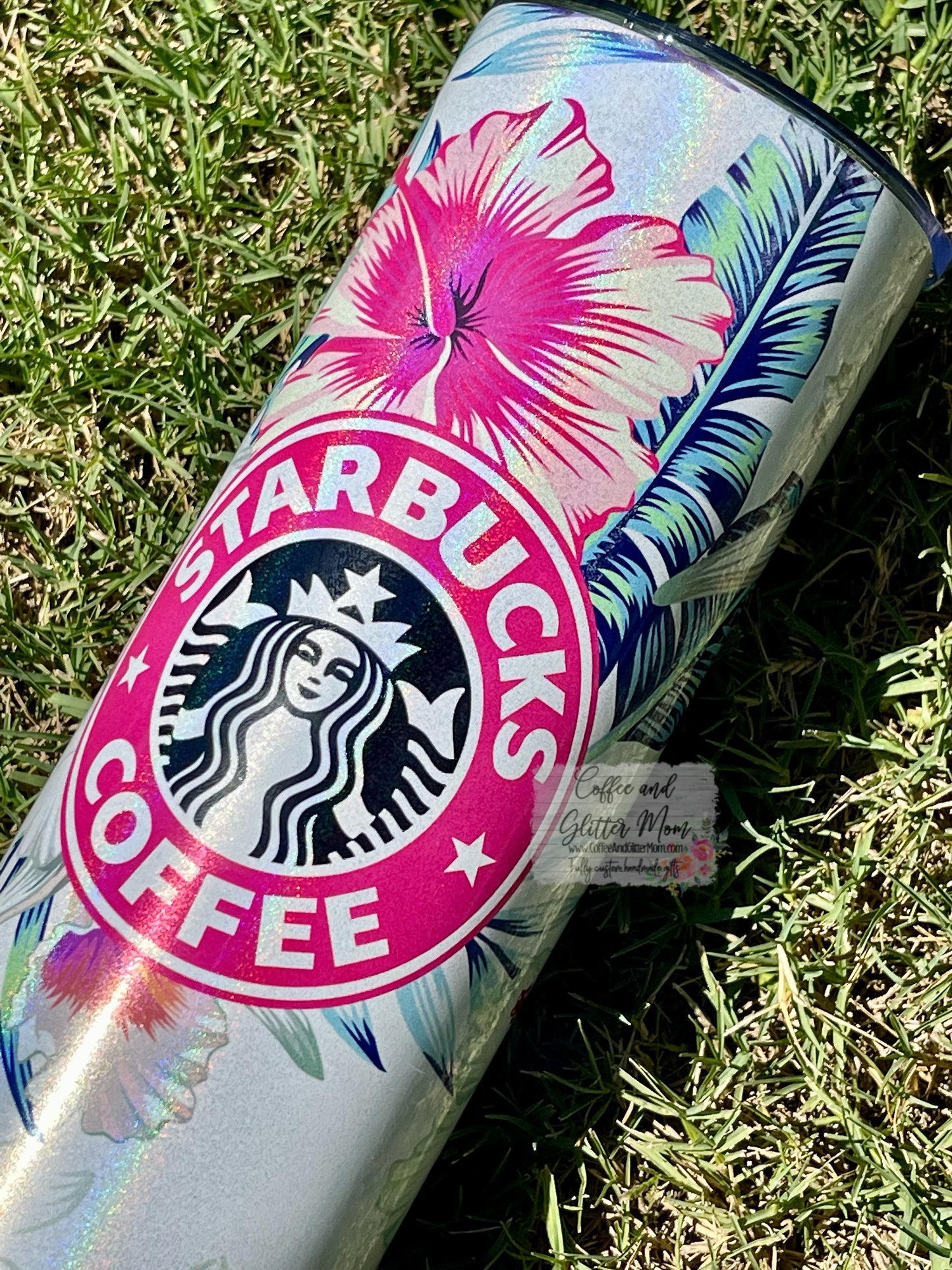 Starbucks Tropical Hibiscus 20oz White Rainbow Skinny Tumbler