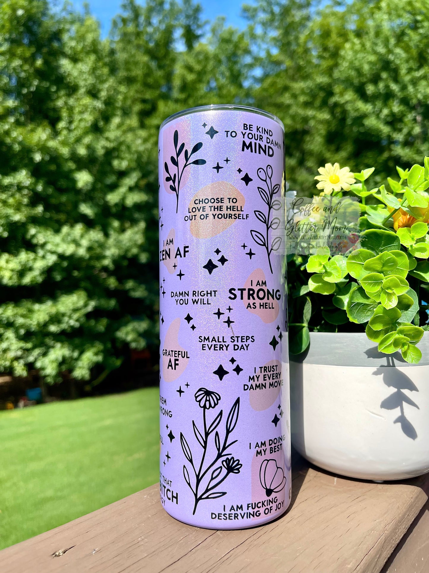 Daily Reminders 20oz Holographic Purple Skinny Tumbler