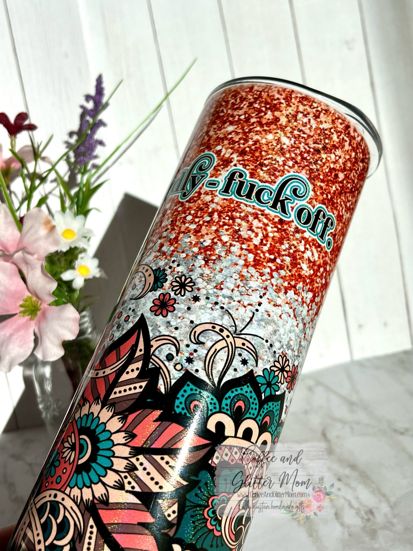 Kindly Fuck Off 20oz Holographic White Skinny Tumbler