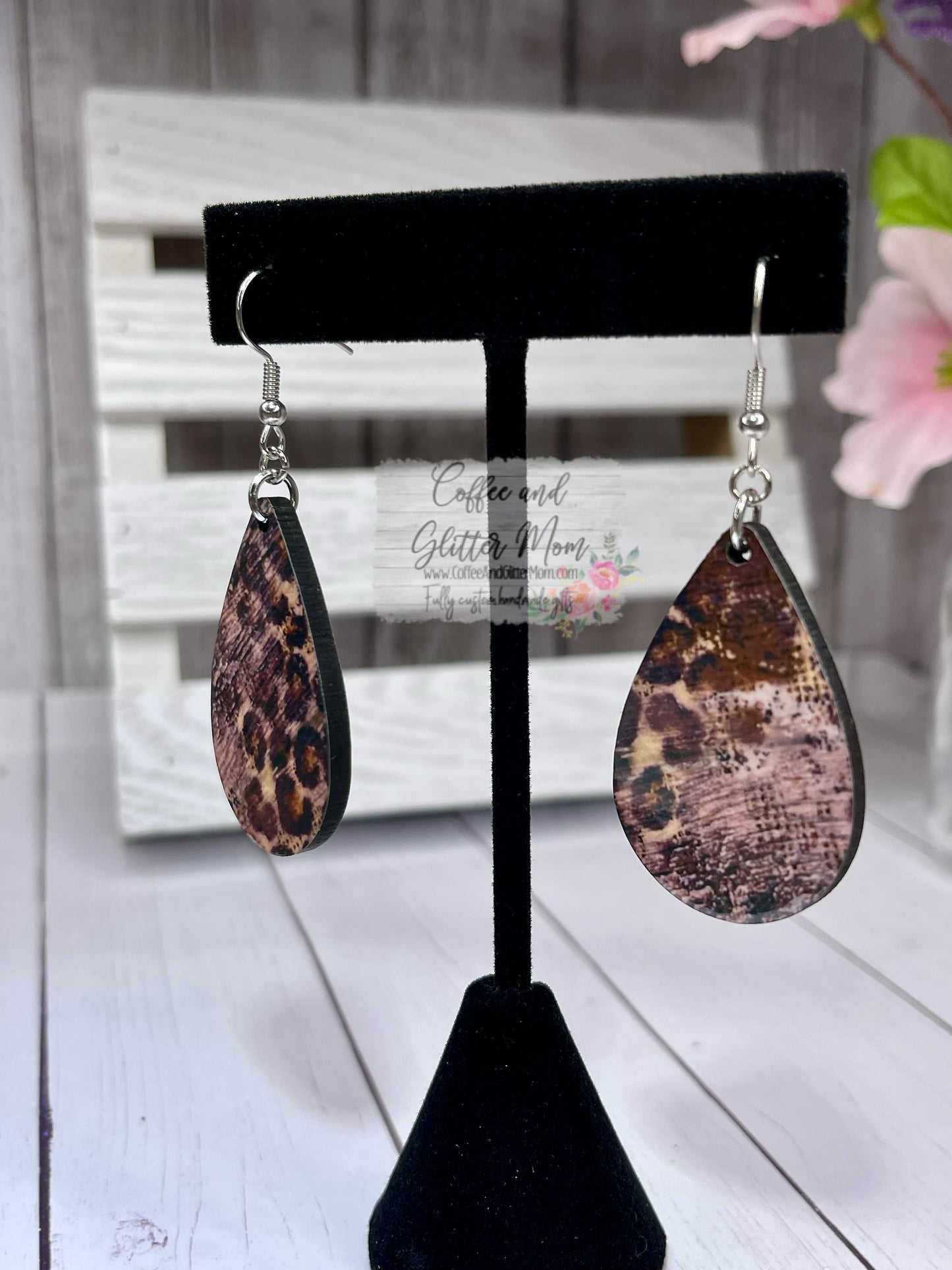 Rustic Animal Print Teardrop Earrings