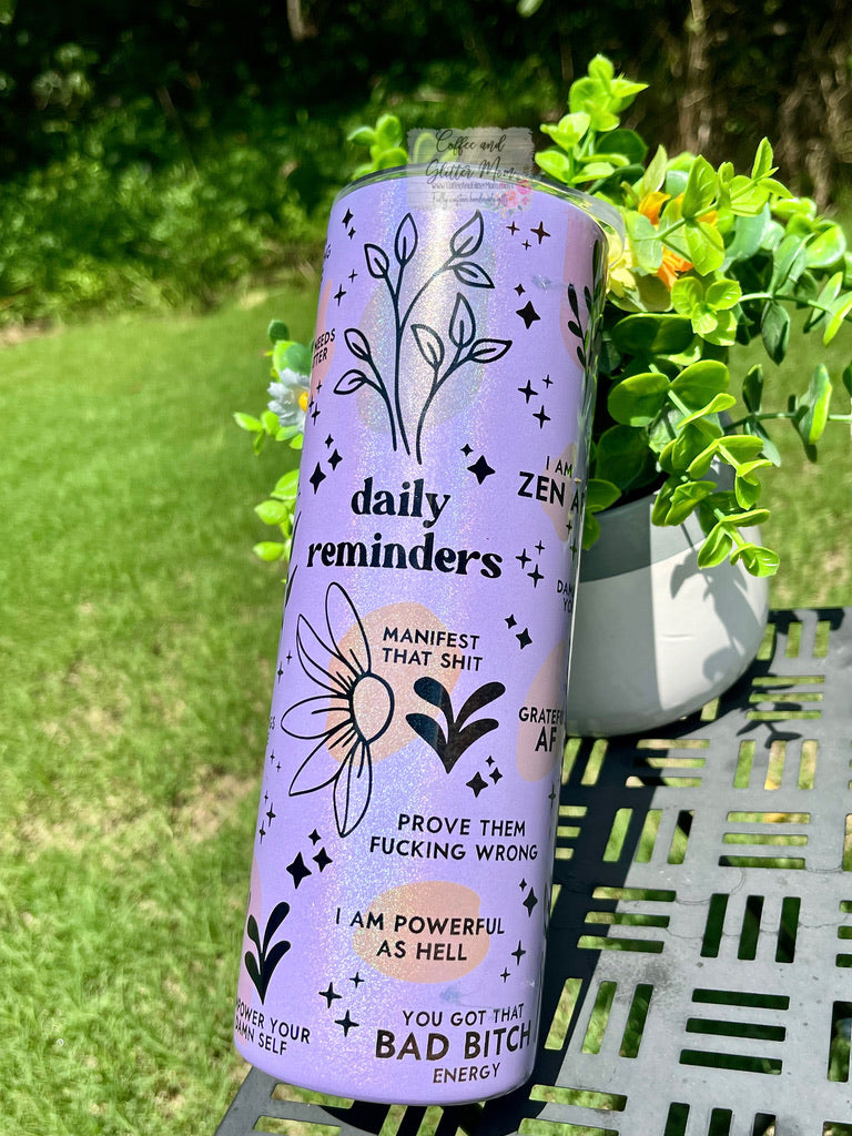 Daily Reminders 20oz Holographic Rainbow Skinny Tumbler