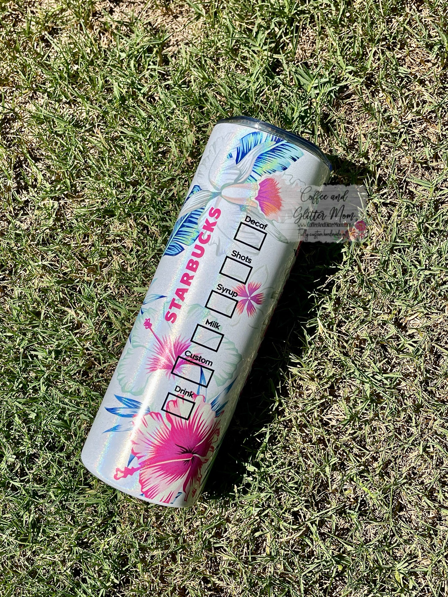 Starbucks Tropical Hibiscus 20oz White Rainbow Skinny Tumbler