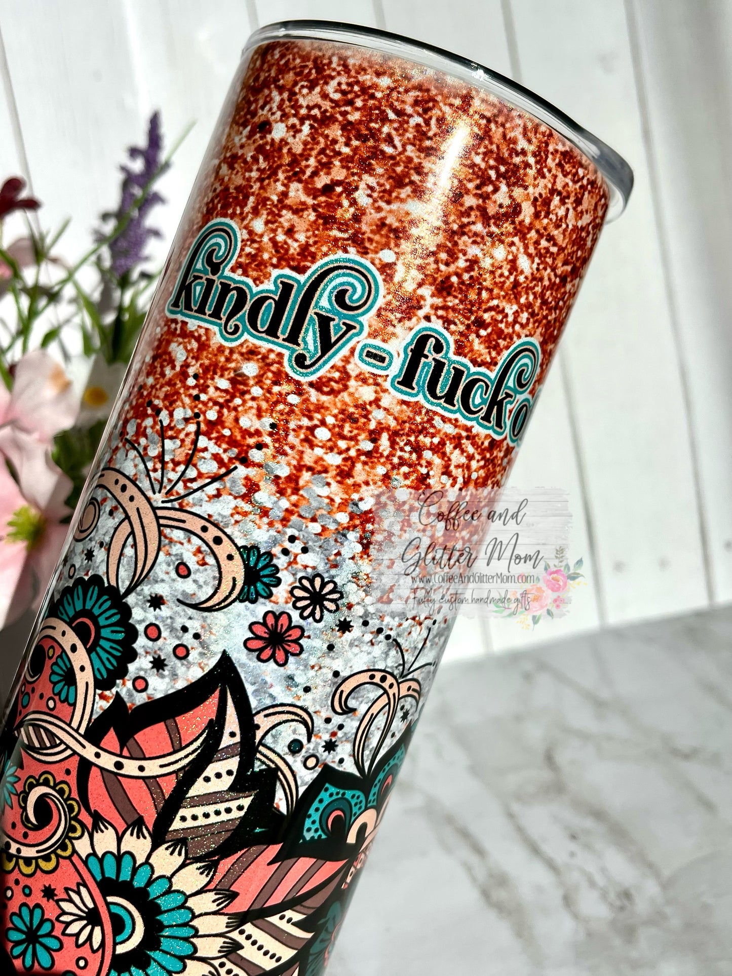 Kindly Fuck Off 20oz Holographic White Skinny Tumbler