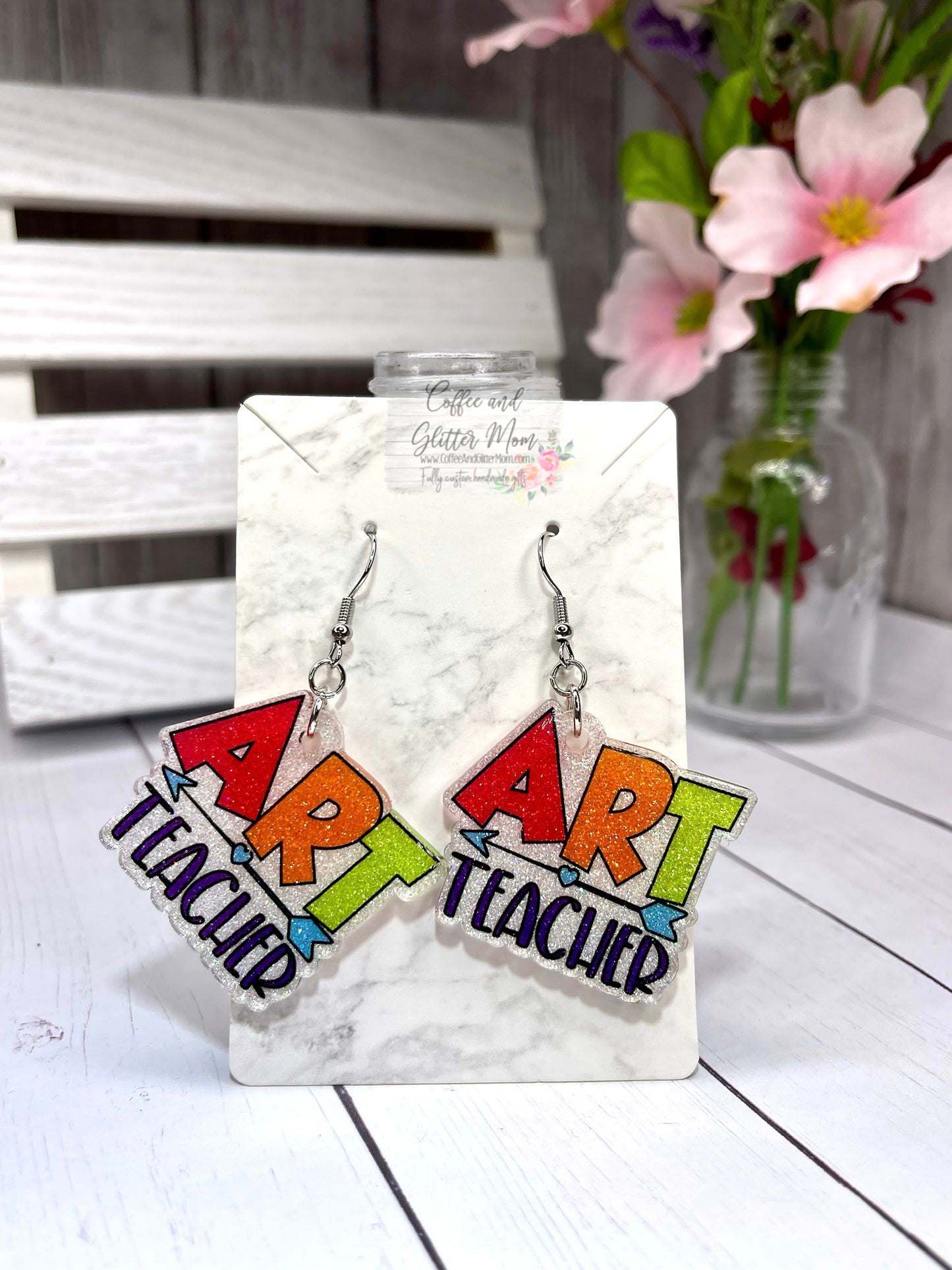 Art Teacher Glitter Earrings