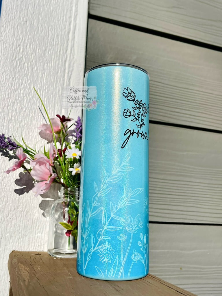 Grow In Grace 20oz Holographic Mint Blue Skinny Tumbler