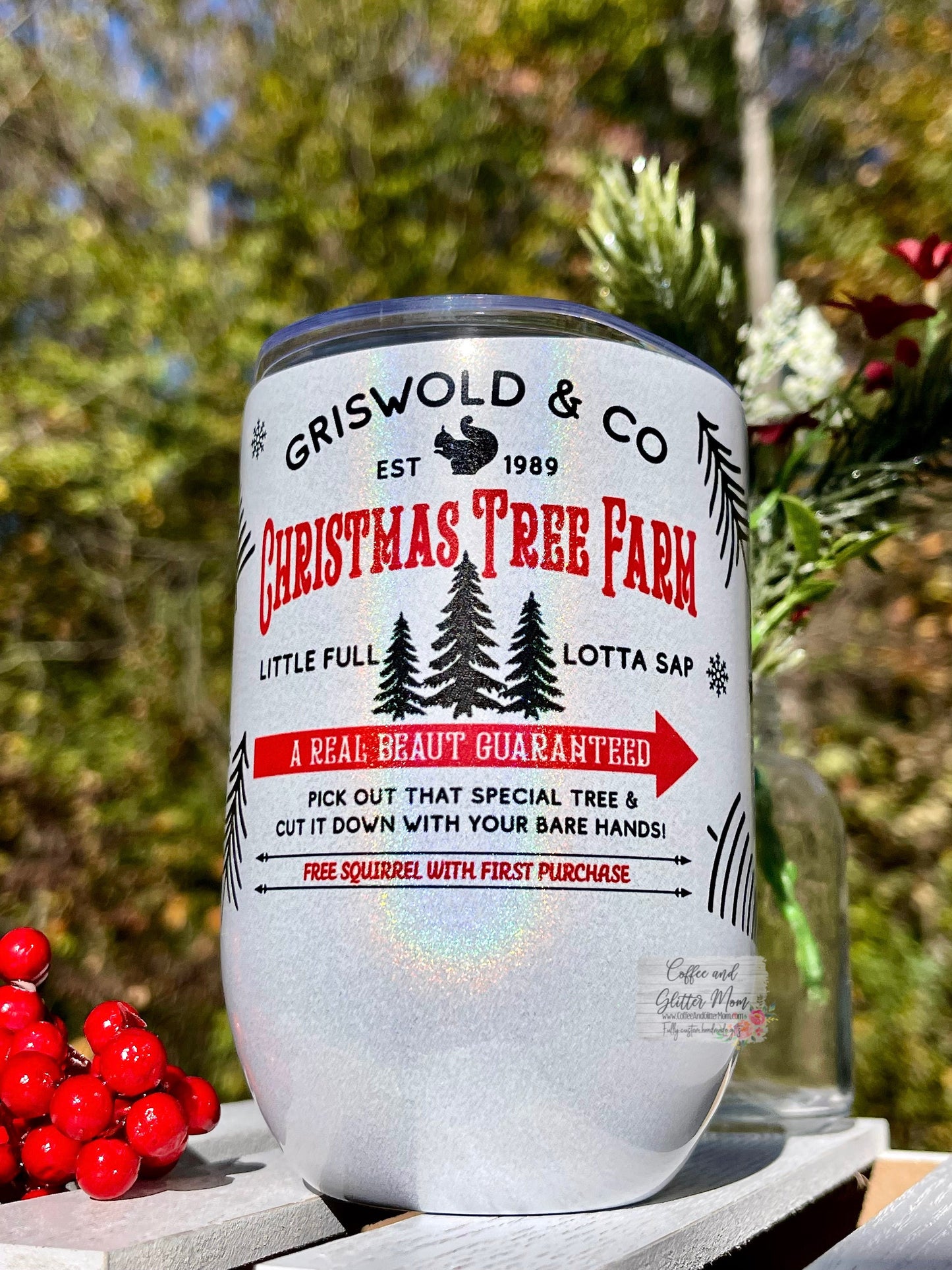 Christmas Vacation 12oz Holographic Sparkle Wine Tumbler