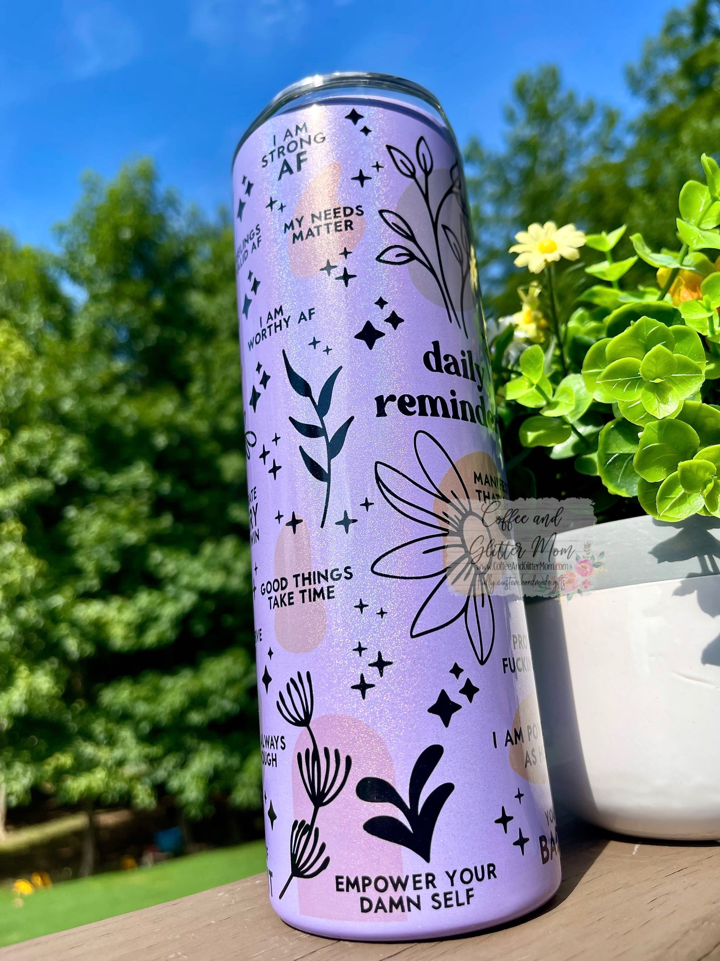 Daily Reminders 20oz Holographic Purple Skinny Tumbler