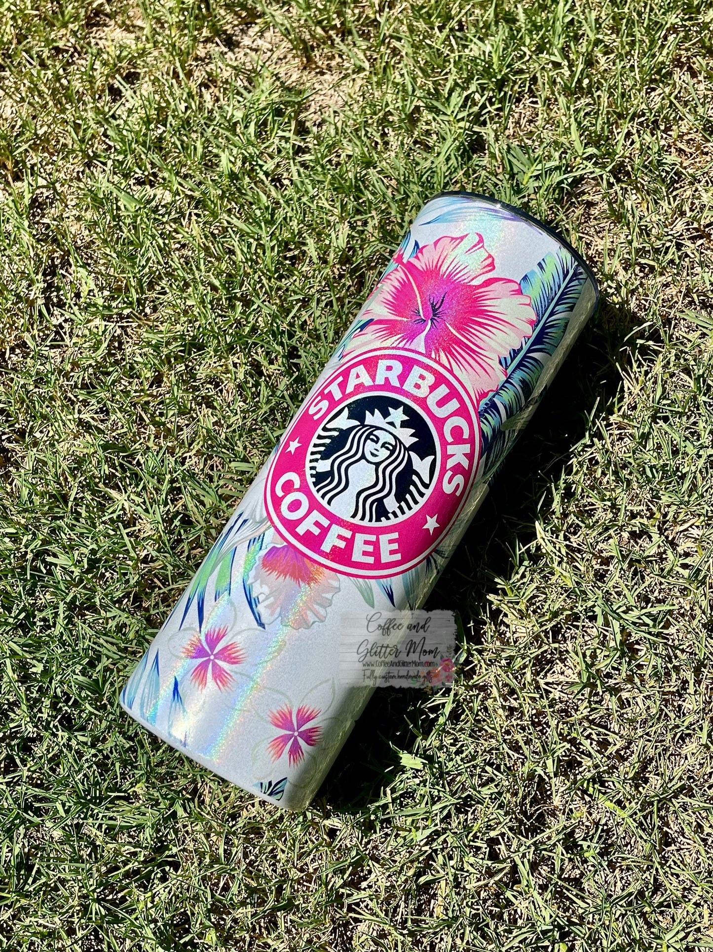 Starbucks Tropical Hibiscus 20oz White Rainbow Skinny Tumbler