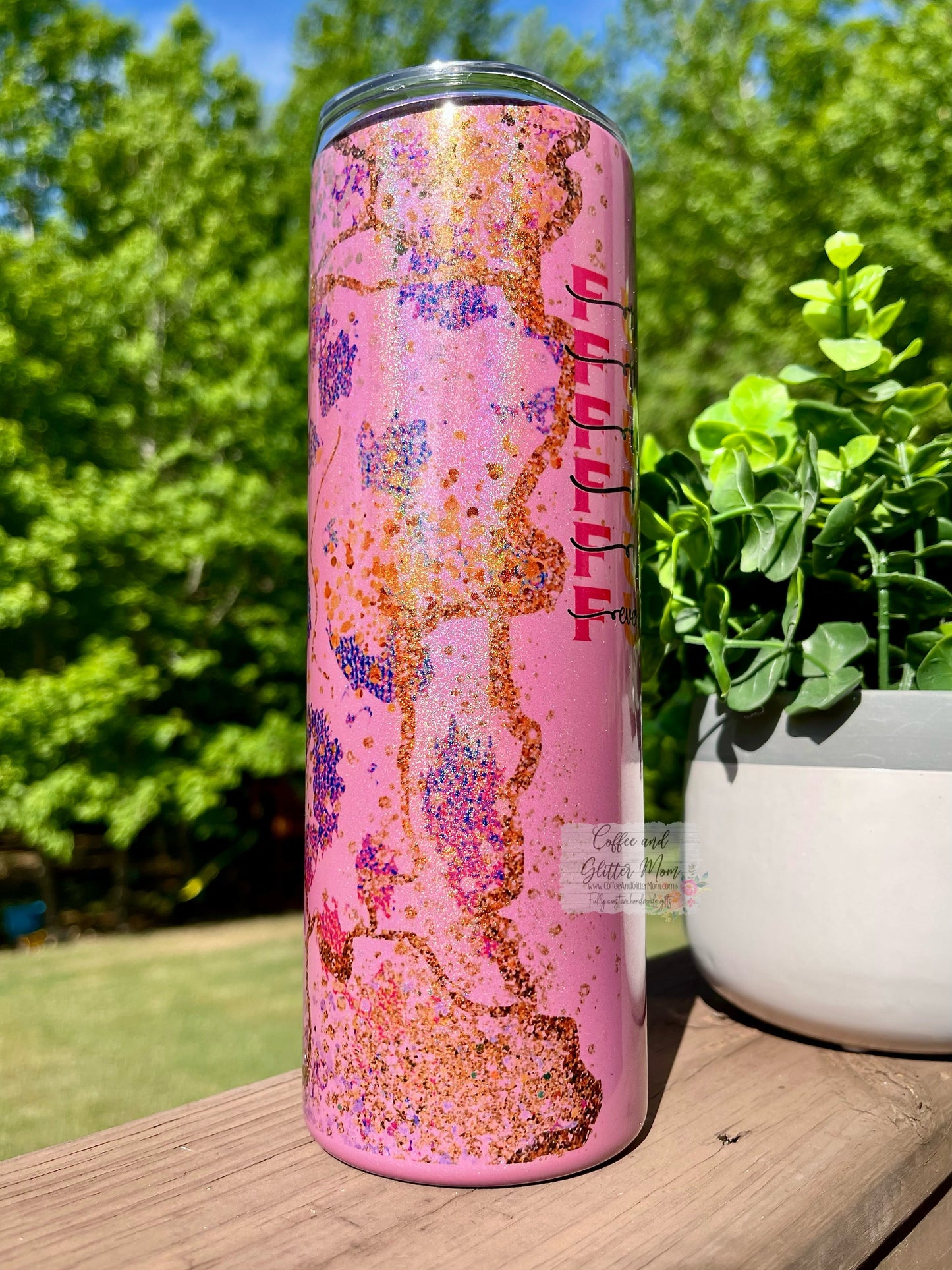Fuck Everything Animal Print Purple Pink or Mint 20oz Rainbow Skinny Tumbler