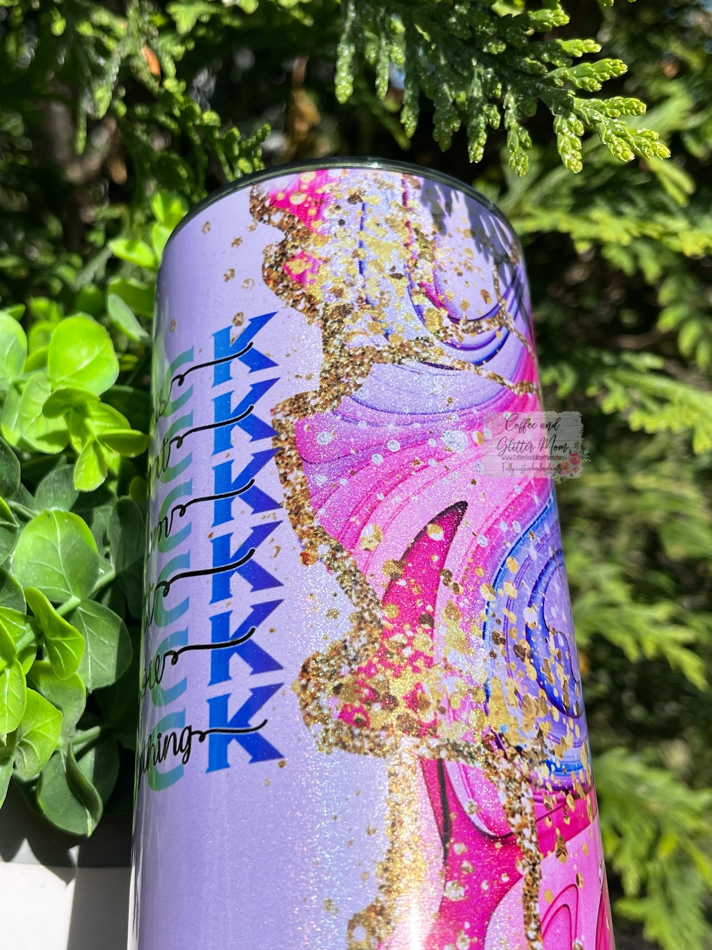 Fuck Everything Pink and Purple Marble 20oz Rainbow Skinny Tumbler