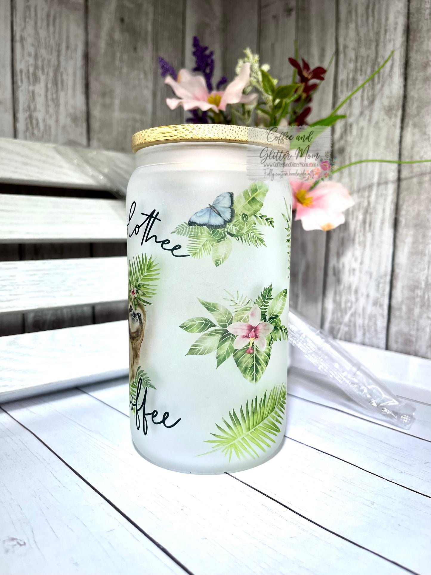 Feelin' Slothee Need Coffee 12oz Frosted Glass Can