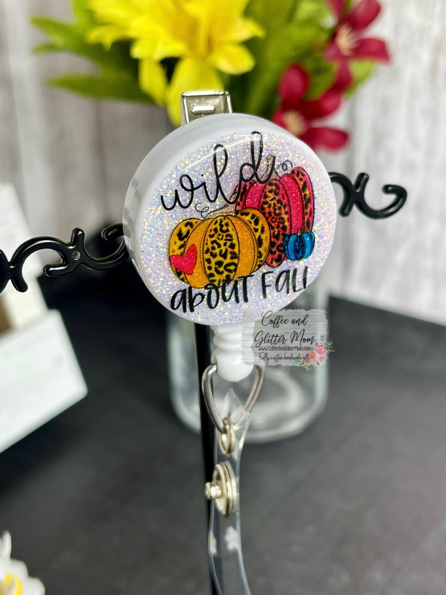Wild About Fall Pink Opal Badge Reel