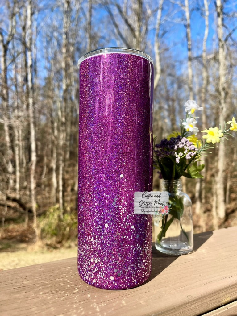Holographic Plum Purple and Silver 20oz Skinny Tumbler
