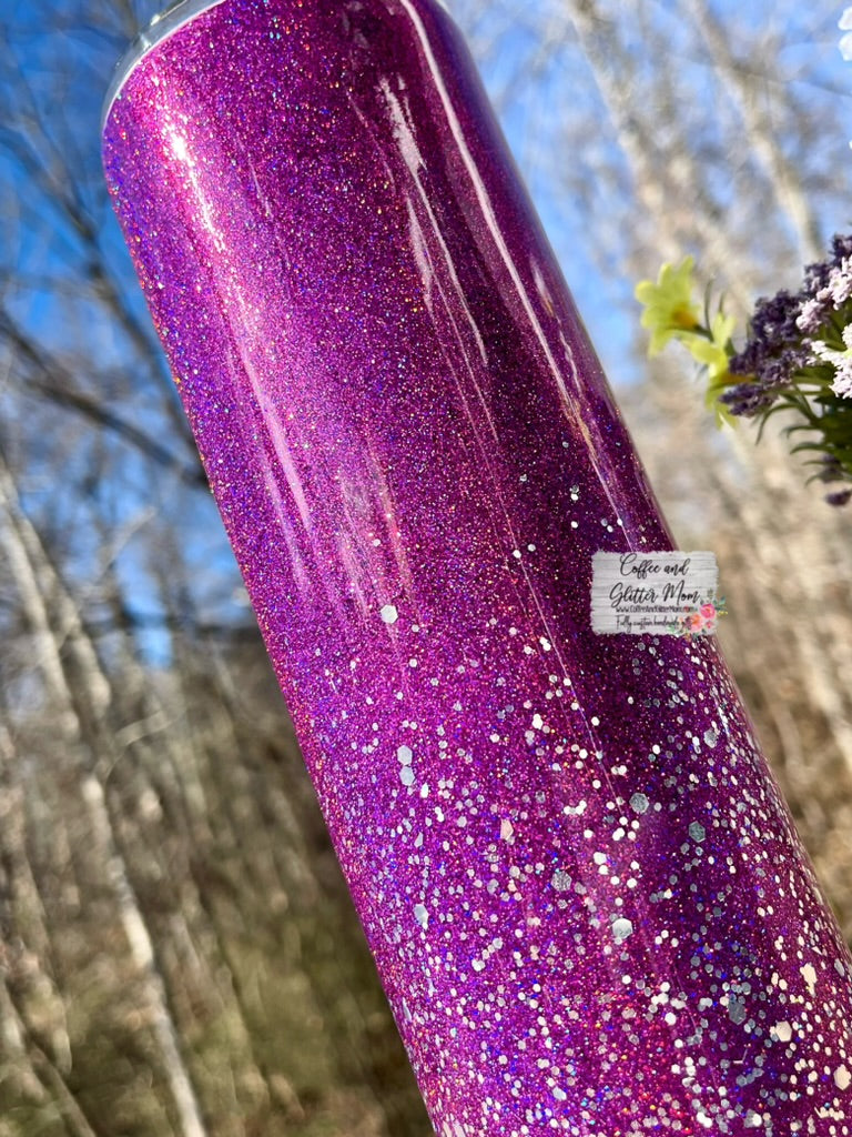 Holographic Plum Purple and Silver 20oz Skinny Tumbler