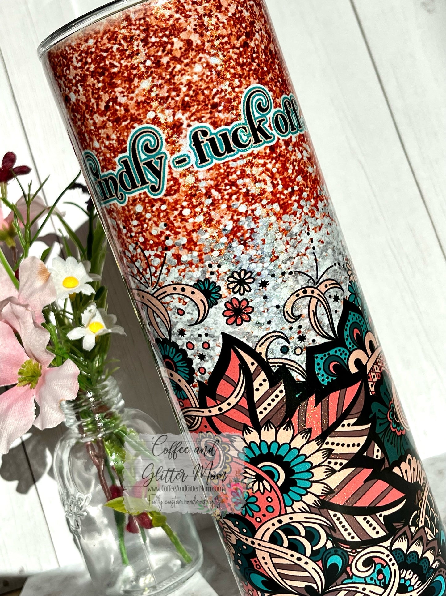 Kindly Fuck Off 20oz Holographic White Skinny Tumbler