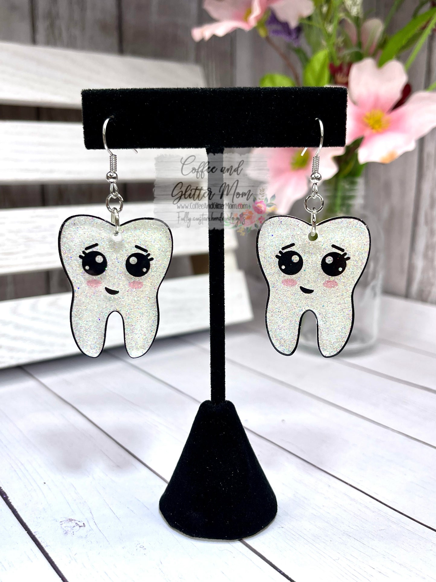 Sparkling Teeth Glitter Acrylic Earrings