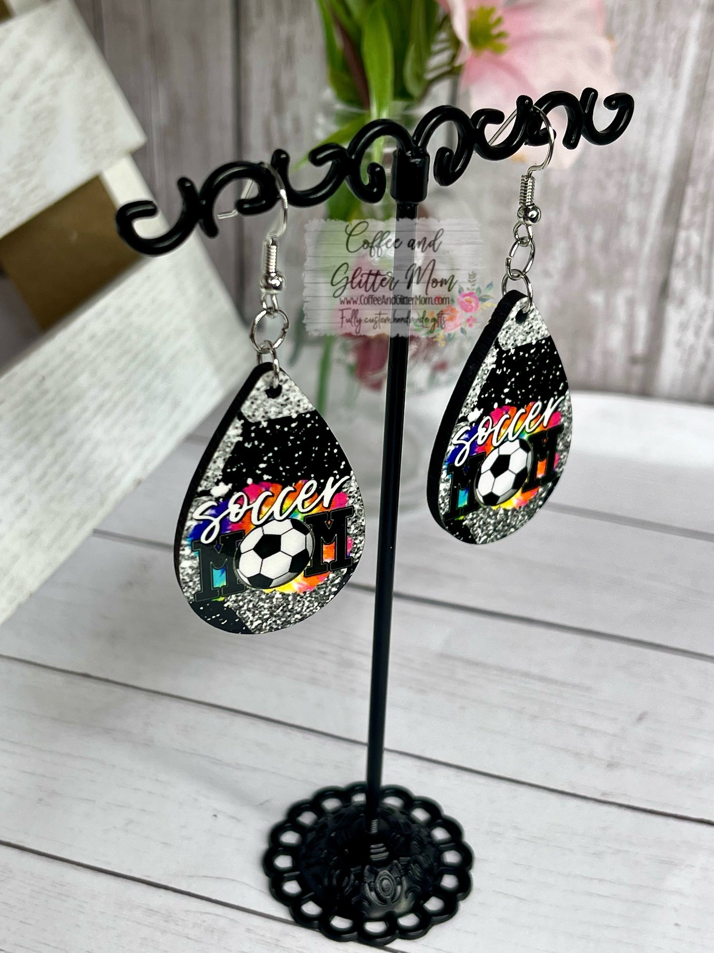 Soccer Mom Tye-Dye Ball Teardrop Earrings