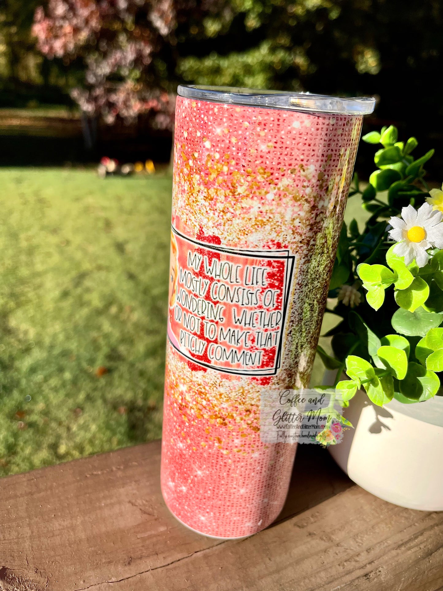Wondering Weather Or Not... 20oz Holographic Pink/White Skinny Tumbler